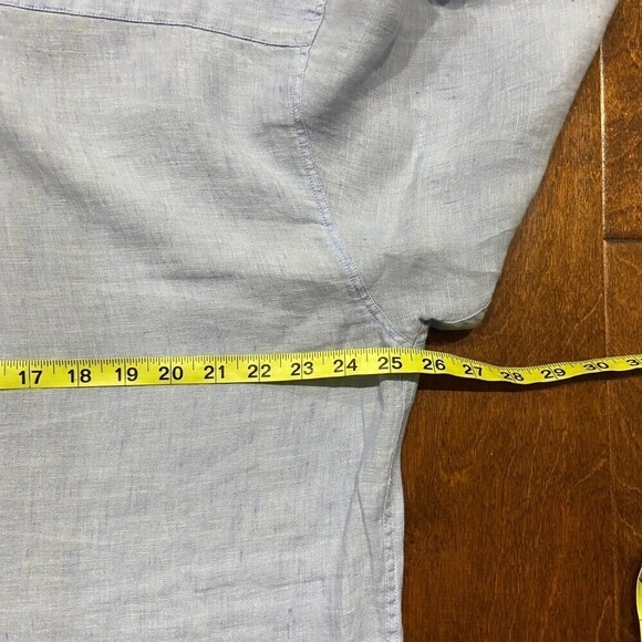 Burma Bibas 100% Linen Casual Button Down Baby Blue Shirt Men's Size XL - Picture 5 of 8